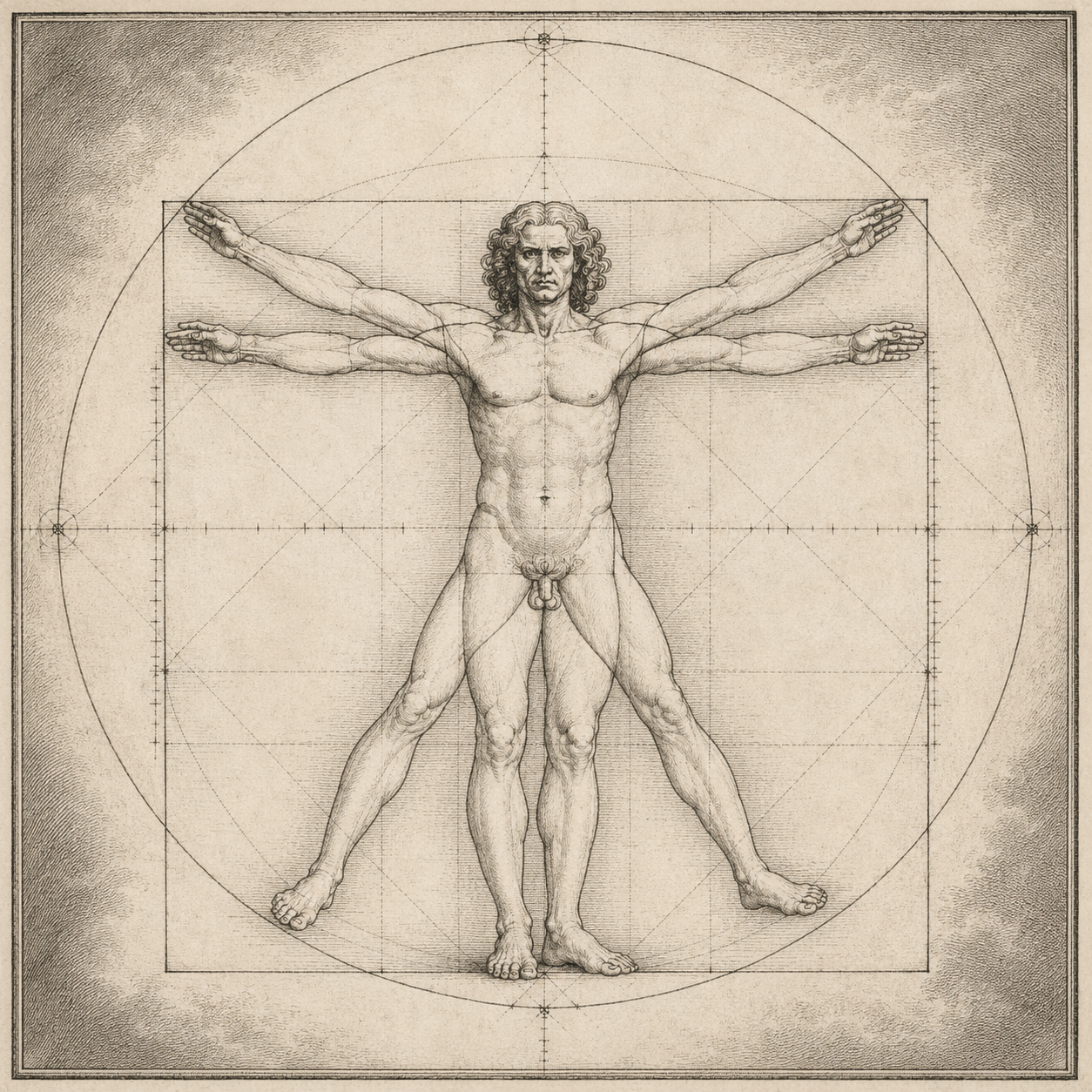 Nocetic — engraving of Da Vinci's Vitruvian Man